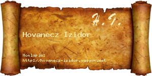 Hovanecz Izidor névjegykártya